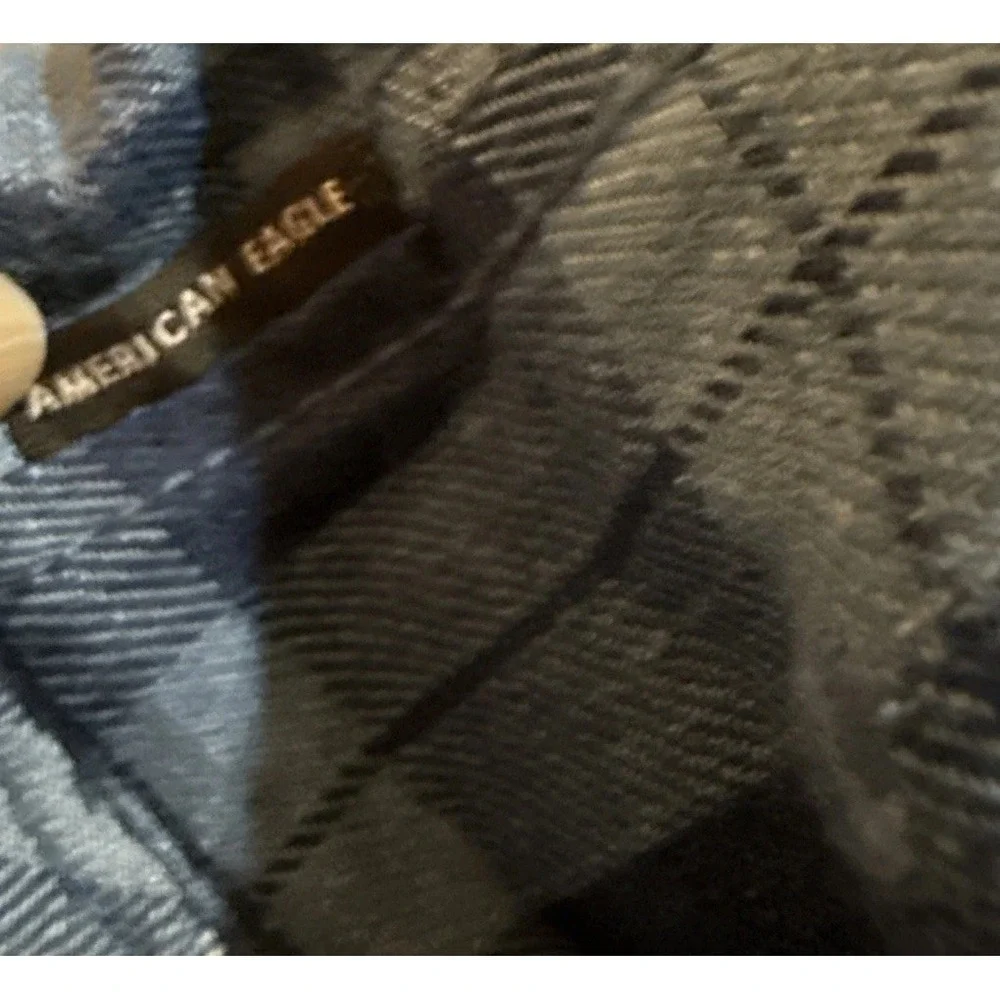 American Eagle Blue Denim Plaid Bucket Hat Small